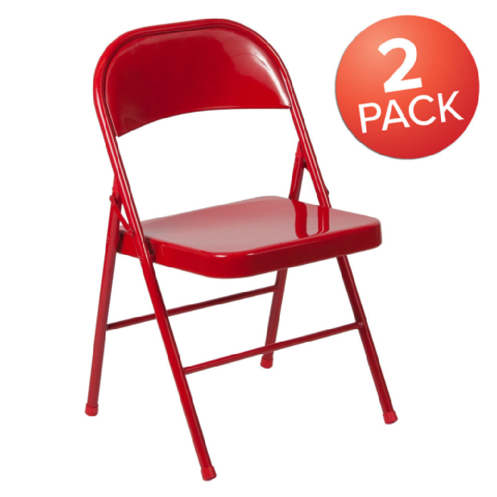 Flash Furniture 2-BD-F002-RED-GG Hercules Series Folding Chair Double Braced Metal