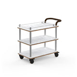 Steelite MGCRNX02CSXX Rollin Service Cart With Leather Handle White Carrera Stainless Steel With Top Border