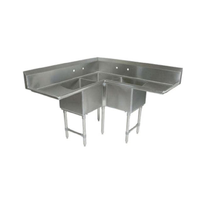 John Boos 3BCS-184-2D18 "B" Series Corner Sink 3-compartment 58-1/2"W X 58-1/2"D X 44"H Overall Size