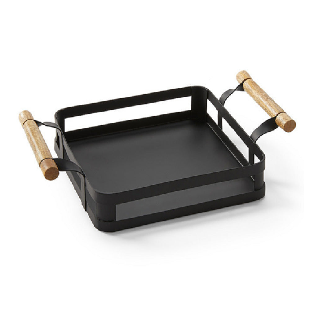 American Metalcraft WHCRS - Iron & Oar Collection Condiment Rack, 8-1/2" Sq., Black Iron With Wood Handle