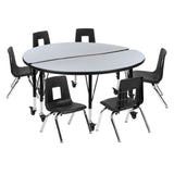 Flash Furniture XU-GRP-14CH-A48-HCIRC-GY-T-P-CAS-GG Emmy Activity Table And Chair Set