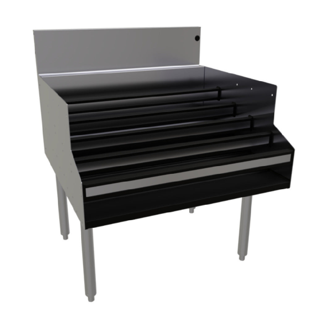 Glastender LDB-30S Underbar Liquor Steps Free Standing 30"W X 29"D (aligns With 24" Deep Units With Single Speed Rail)