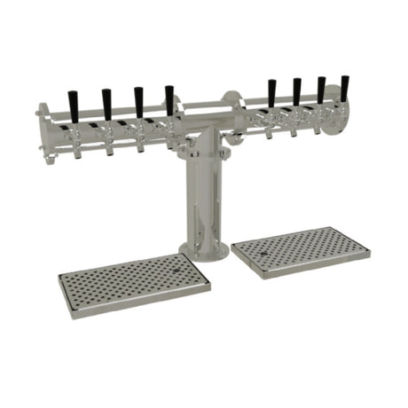 Glastender PT-8-MF Pipe Tee Draft Dispensing Tower Countertop (8) Stainless Steel Faucets (handles Not Included)
