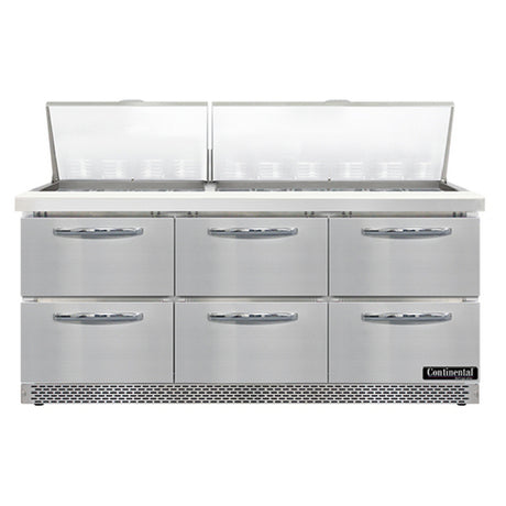 Continental Refrigerator SW72N30M-FB-D Mighty Top Sandwich Unit Front Breather