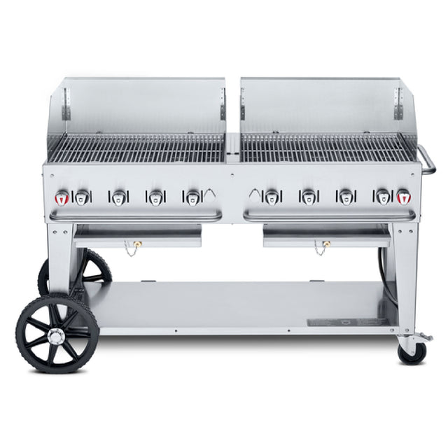 Crown Verity CV-MCB-60-SI-BULK-WGP Mobile Outdoor Charbroiler LP Gas 58" X 21" Grill Area