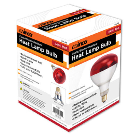 Winco EHL-BR Heat Lamp Bulb For EHL-2250 Watt Red