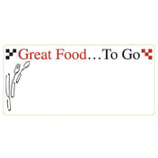 Hubert 79654 - Laser Labels, "Great Food To Go" Heading, 3-1/2" X 1-5/8"H
