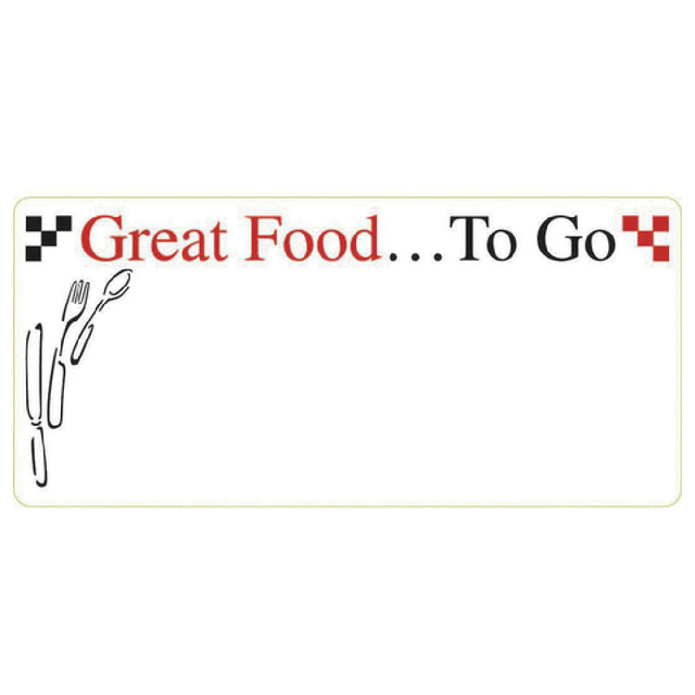 Hubert 79654 - Laser Labels, "Great Food To Go" Heading, 3-1/2" X 1-5/8"H