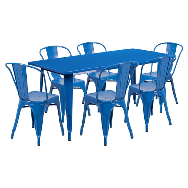 Flash Furniture ET-CT005-6-30-BL-GG Table And Chair Set Includes (1) 63"W X 31-1/2"D X 29-1/2"H Table