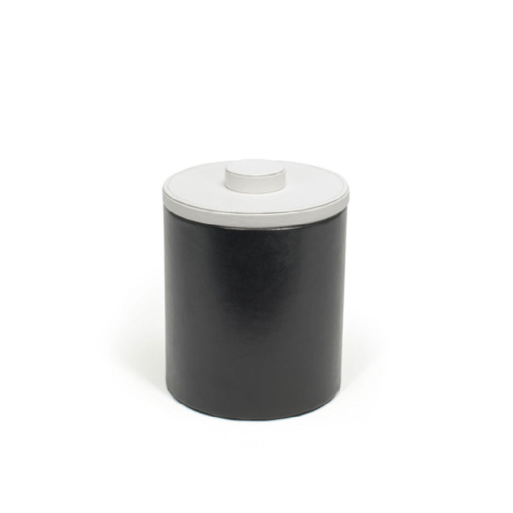 FOH RIB059BKL21 2qt Round London Ice Bucket Black With White Lid Includes One RIB014BKL21-BTM 2qt Round London Ice Bucket Base Black