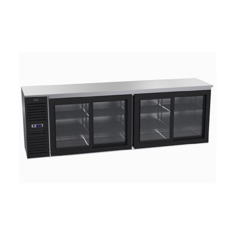 Krowne SD108 Sliding Door Refrigerated Back Bar Storage Cabinet Two-section 108"W X 24"D