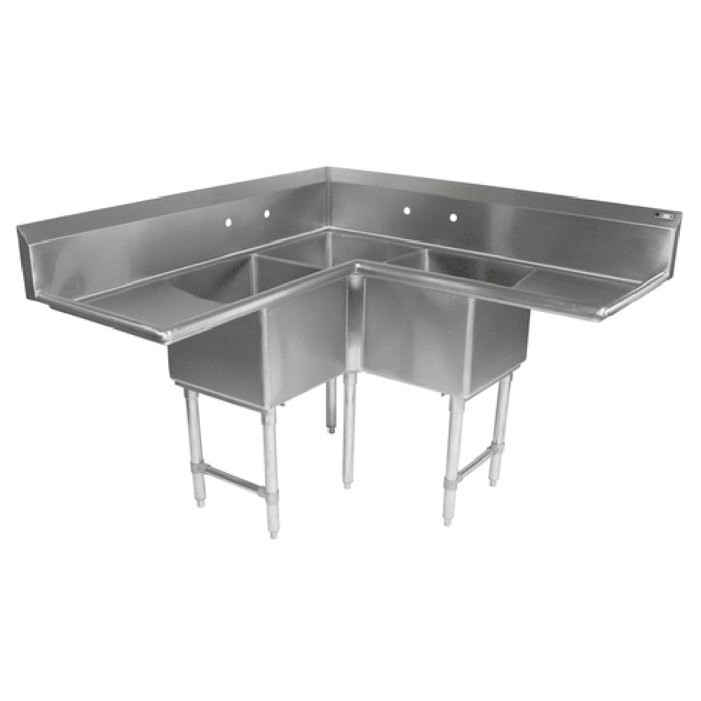 John Boos 3PBCS184-2D36 Pro-Bowl Corner Sink 3-compartment 76-1/2"W X 76-1/2"D X 44-1/16"H Overall Size