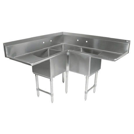 John Boos 3PBCS204-2D24 Pro-Bowl Corner Sink 3-compartment 68-1/2"W X 68-1/2"D X 44-1/16"H Overall Size