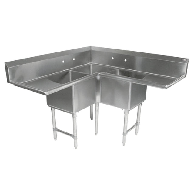 John Boos 3PBCS16204-2D18 Pro-Bowl Corner Sink 3-compartment 58-1/2"W X 58-1/2"D X 44-1/16"H Overall Size