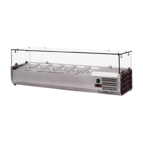 Omcan 41937 (RS-CN-0006-P) Refrigerated Topping Rail With Glass Sneeze Guard