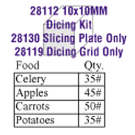 Robot Coupe 28112W Dicing Kit 10 X 10mm (3/8") Includes: Slicing Disc (28130) & Dicing Grid (28119)