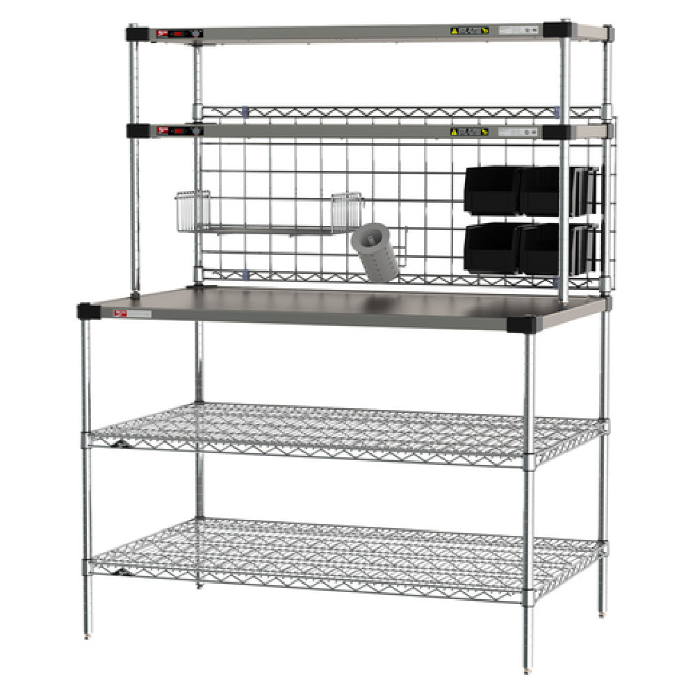 Metro CRHSP-3048 Prep Workstation With Overhead Heated Shelves (1) 48"W X 30"D Reinforced Stainless Steel Shelf