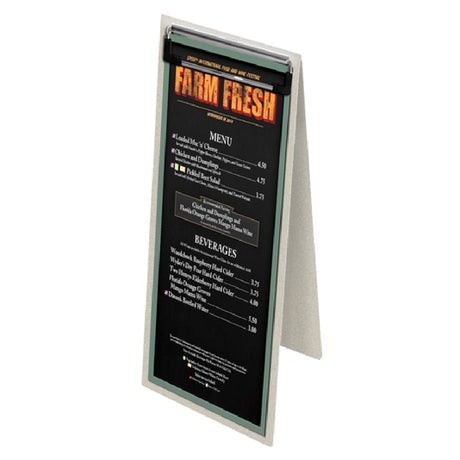 Menu Solutions MTDBL-411-CLP_BRUSH Table Tent Holds 4-1/4" X 11" Insert Double Sided