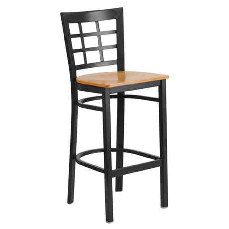 Flash Furniture XU-DG6R7BWIN-BAR-NATW-GG Hercules Series Restaurant Bar Stool Metal Window Pane Back