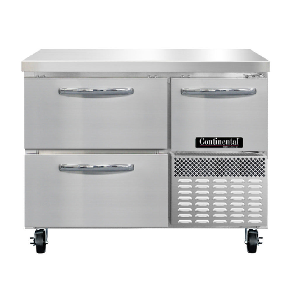 Continental Refrigerator RA43N-D Refrigerated Base Worktop Unit 43"W 300 Series Stainless Steel Flat Work Top