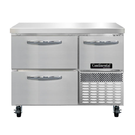 Continental Refrigerator RA43N-D Refrigerated Base Worktop Unit 43"W 300 Series Stainless Steel Flat Work Top