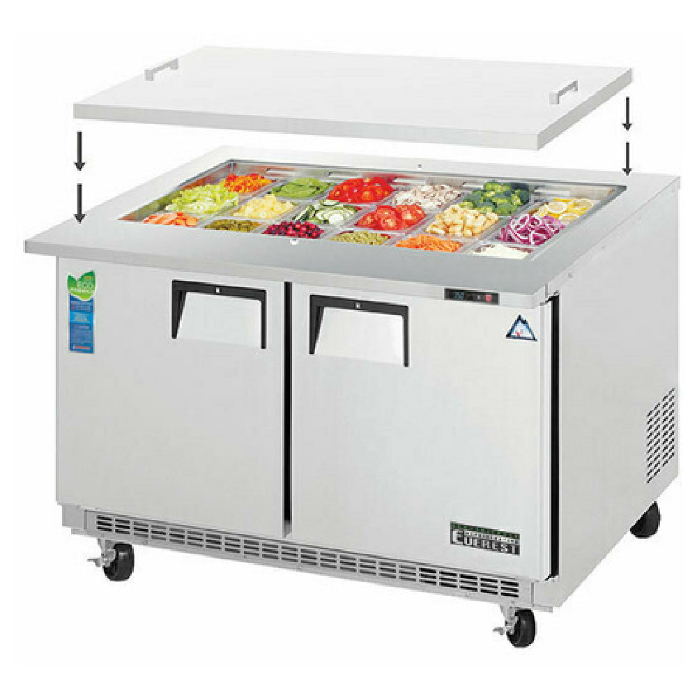 Everest Refrigeration EOTP2 Open Top Prep Table Mega-Top Two-section