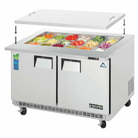 Everest Refrigeration EOTP2 Open Top Prep Table Mega-Top Two-section