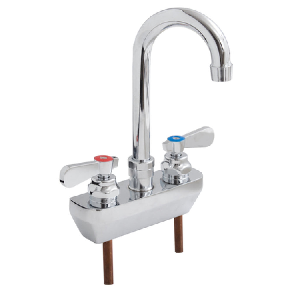 John Boos PBF-4SM2-3GLF-X Heavy Duty Faucet Shallow Splash Mount 3-1/2" Gooseneck Spout