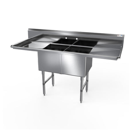 NBR Equipment 2SS-162014LR18 Premium Sink Two-compartment 71-1/4"W X 25-1/2"D X 44-1/16"H Overall Size