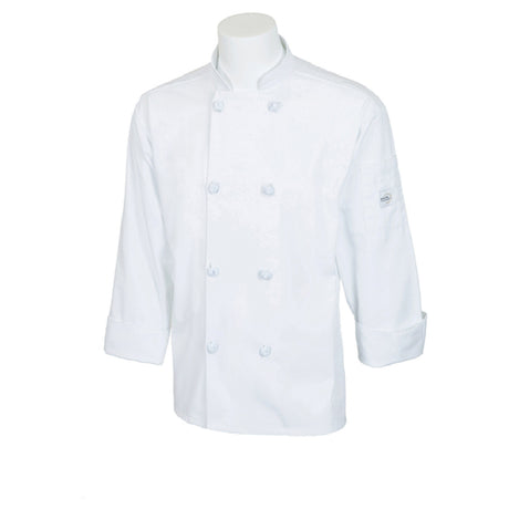 Mercer Culinary M60012WHM Millennia® Unisex Jacket (8) Cloth Knot Buttons Shoulder Pocket