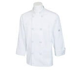 Mercer Culinary M60012WHXS Millennia® Unisex Jacket (8) Cloth Knot Buttons Shoulder Pocket