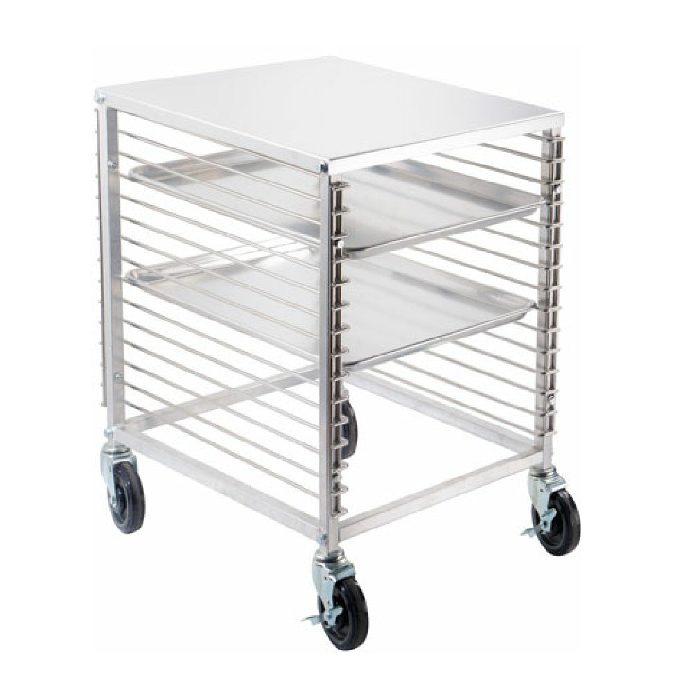 Omcan 46800 (46800) Aluminum Counter-Height End-Load Pan Rack (15) Slides And Solid Flat Top