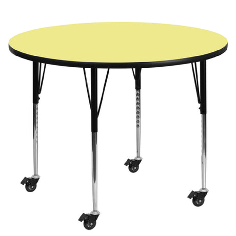 Flash Furniture XU-A42-RND-YEL-T-A-CAS-GG Activity Table 42" Dia. X 22-1/4" To 30-2/5" Adjustable Height