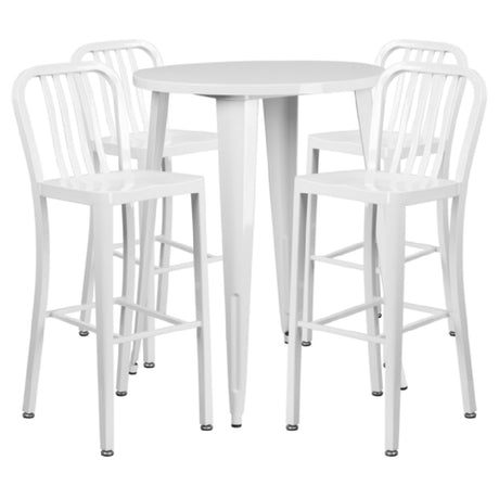 Flash Furniture CH-51090BH-4-30VRT-WH-GG Table And Bar Stool Set Includes (1) 30" Dia. X 41"H Table