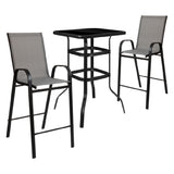 Flash Furniture TLH-073H092H-GR-GG Outdoor Dining Set 2-person Bistro Set (1) Glass Bar Table