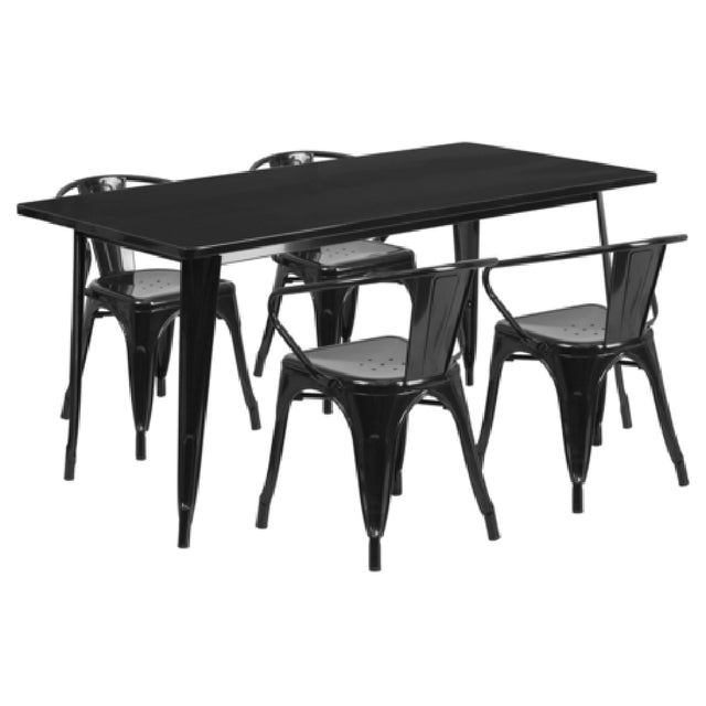 Flash Furniture ET-CT005-4-70-BK-GG Table And Chair Set Includes (1) 63"W X 31-1/2"D X 29-1/2"H Table