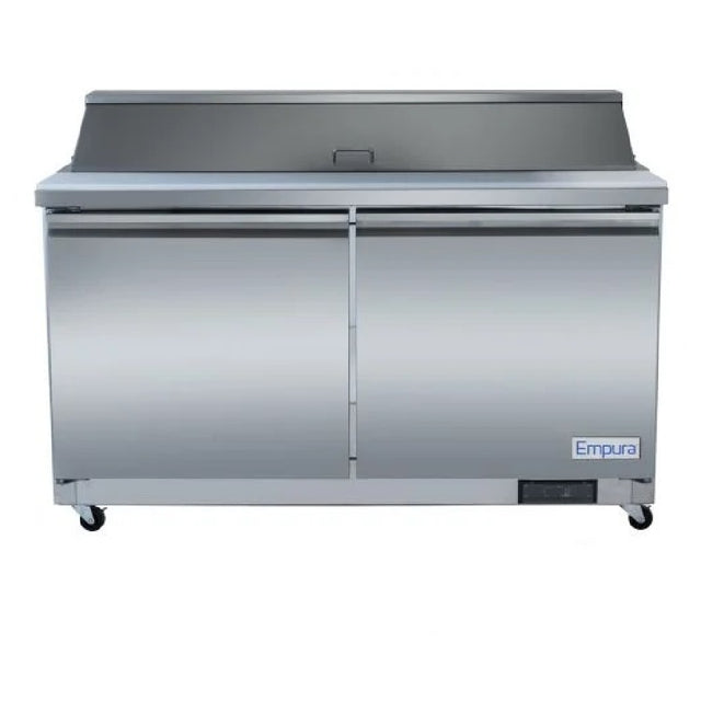 Empura Refrigeration E-KSP48 Empura 48.2" Stainless Steel Sandwich/Salad Table Refrigerator With 2 Solid Doors