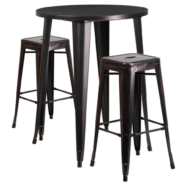 Flash Furniture CH-51090BH-2-30SQST-BQ-GG Table And Bar Stool Set Includes (1) 30" Dia. X 41"H Table