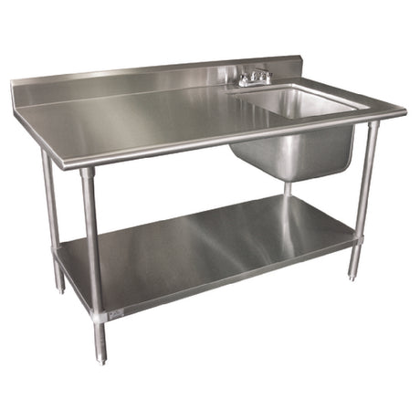 Advance Tabco KMS-11B-305R Work Table With Prep Sink 60"W X 30"D 16 Gauge 304 Stainless Steel Top With 16"W X 20"D Front-to-back X 12" Deep Sink Bowl On Right