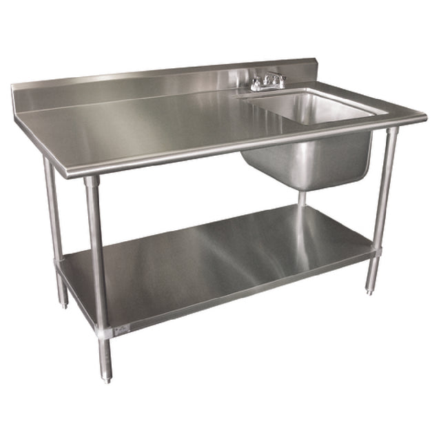 Advance Tabco KMS-11B-306R Work Table With Prep Sink 72"W X 30"D 16 Gauge 304 Stainless Steel Top With 16"W X 20"D Front-to-back X 12" Deep Sink Bowl On Right