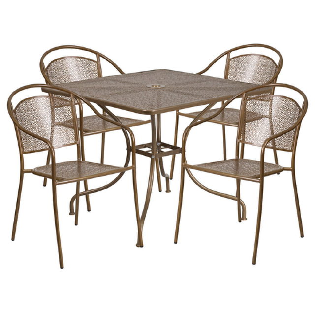 Flash Furniture CO-35SQ-03CHR4-GD-GG Patio Table Set Includes (1) Table: 35-1/2"W X 35-1/2"D X 28-3/4"H