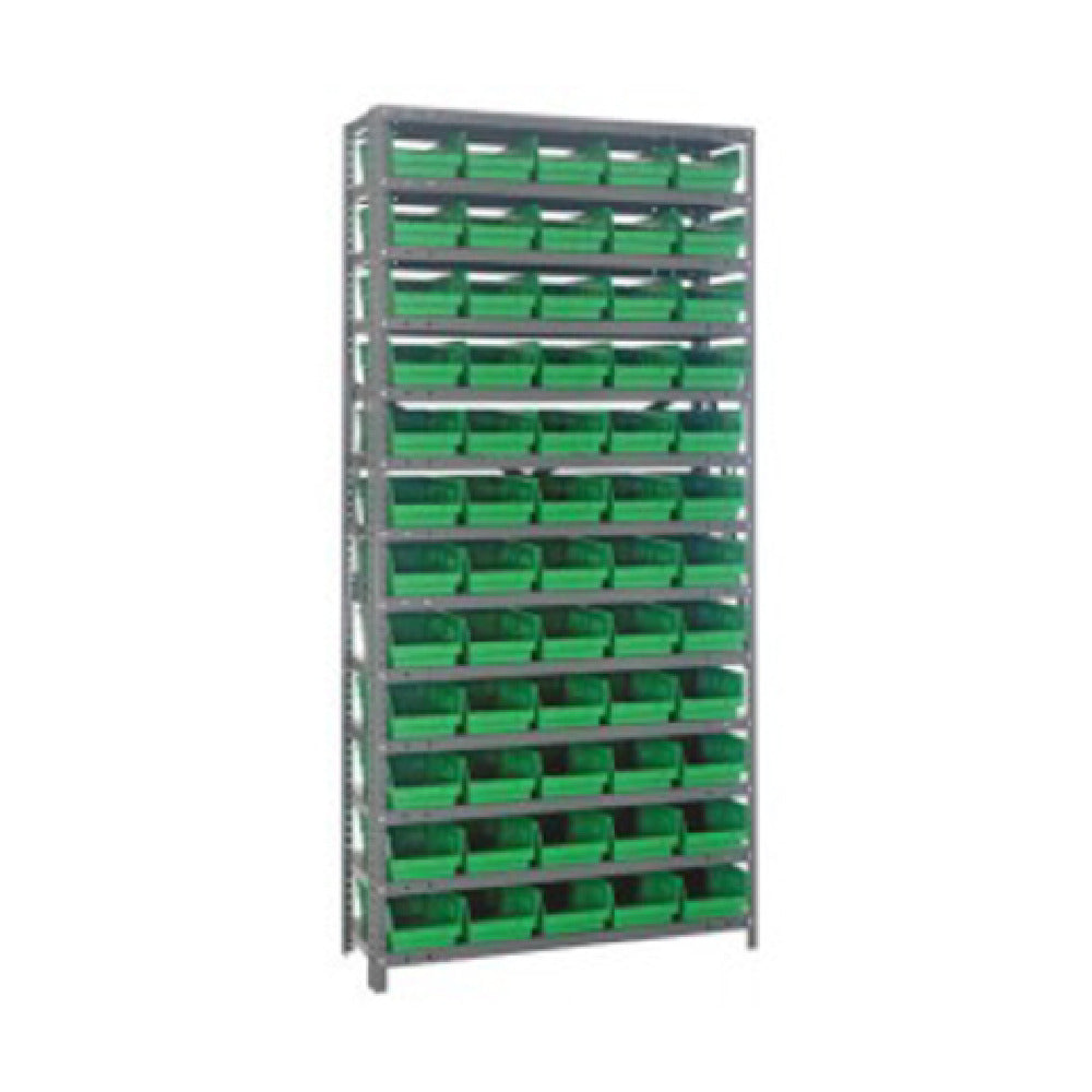 Quantum 1275-102_GREEN - Shelving Unit, 12"D X 36"L X 75"H, Heavy Duty