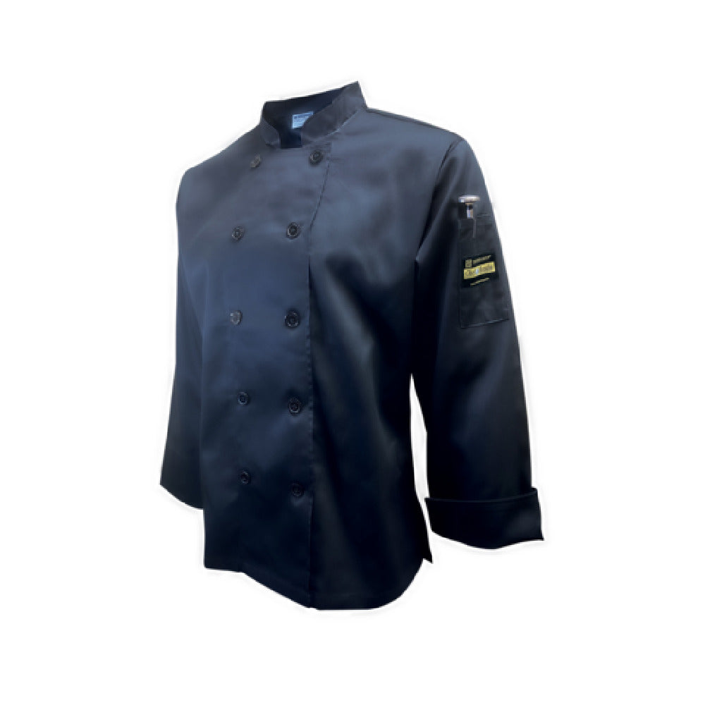 Thunder Group CJ406BKM Chef Regalia Women's French Cuffs Chef Jac Tapered Long Sleeve