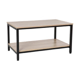 Flash Furniture NAN-JH-17163-GG Finley Modern Industrial 2 Tier Rectangular Metal And Driftwood Coffee Table