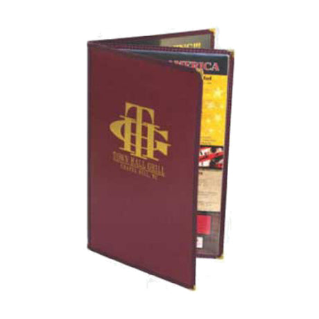 Menu Solutions CP450B Menu Jacket Holds 5-1/2" X 11" Inserts Quad Panel Booklet With Solid Back Panel
