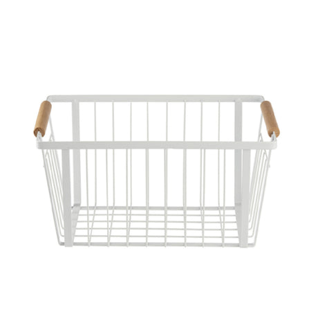 Tablecraft 11785 Storage Basket 12"W X 8"D X 6"H Powder Coated Steel With Wooden Handles