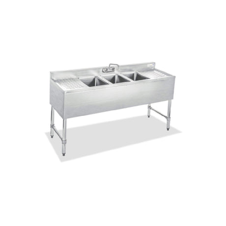 Steel Works Stainless SWBAR3B60-LR Three Compartment Underbar Sink 60" X 18-3/4" X 33"H