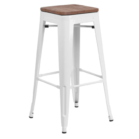 Flash Furniture CH-31320-30-WH-WD-GG Bar Stool 500 Lb. Weight Capacity Backless