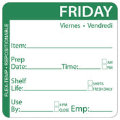 Hubert 93823 - Flex-Temp Food Rotation Label, "Friday", 2" X 2"