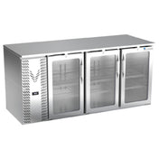 Victory VBB72HC-G-S - Back Bar Refrigerator, Three-section, 72"W X 29-11/16”D X 34"H